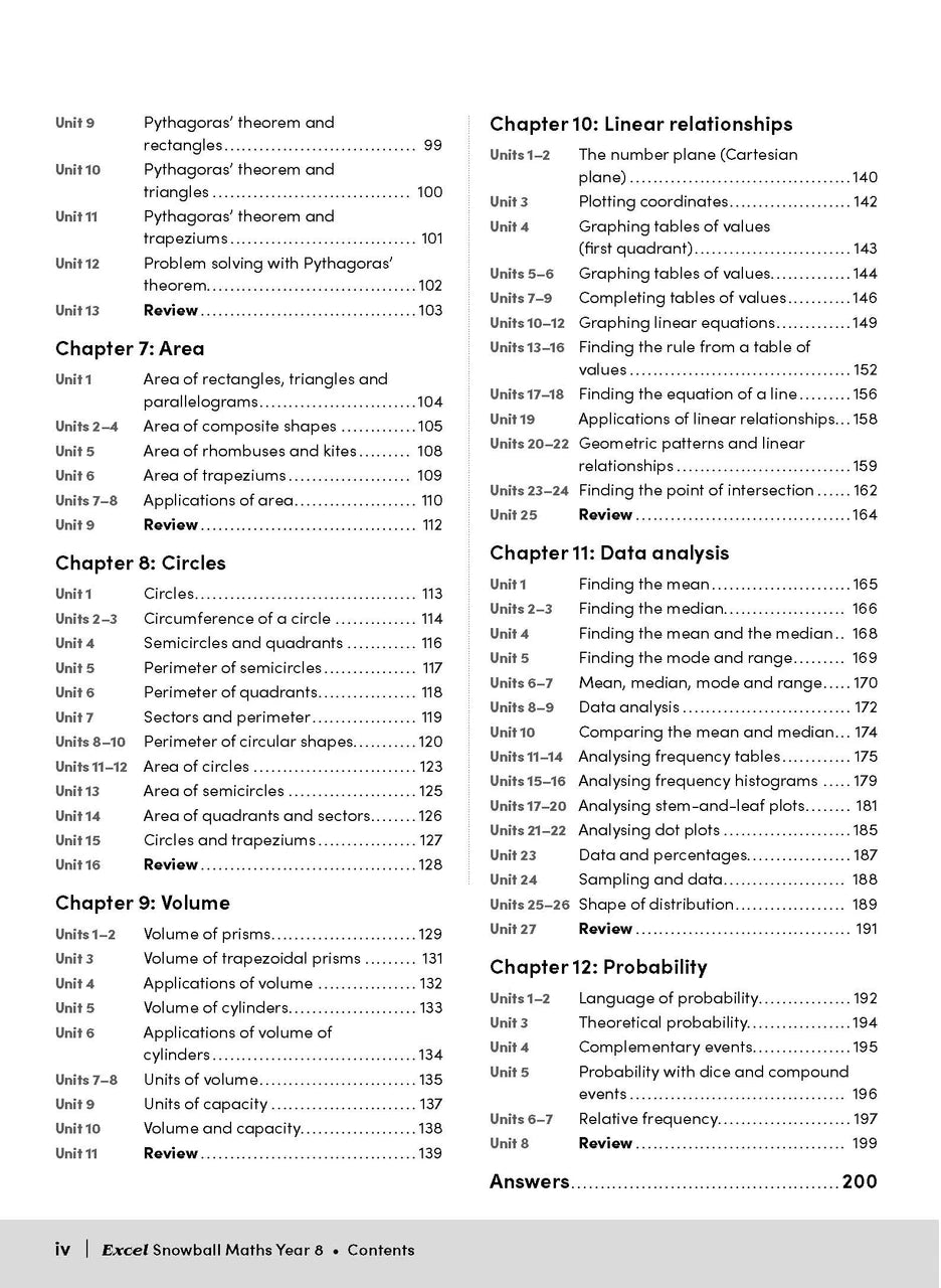 Sample interior page from the Excel Snowball Maths Year 8 book as shown in the Pascal Press product gallery