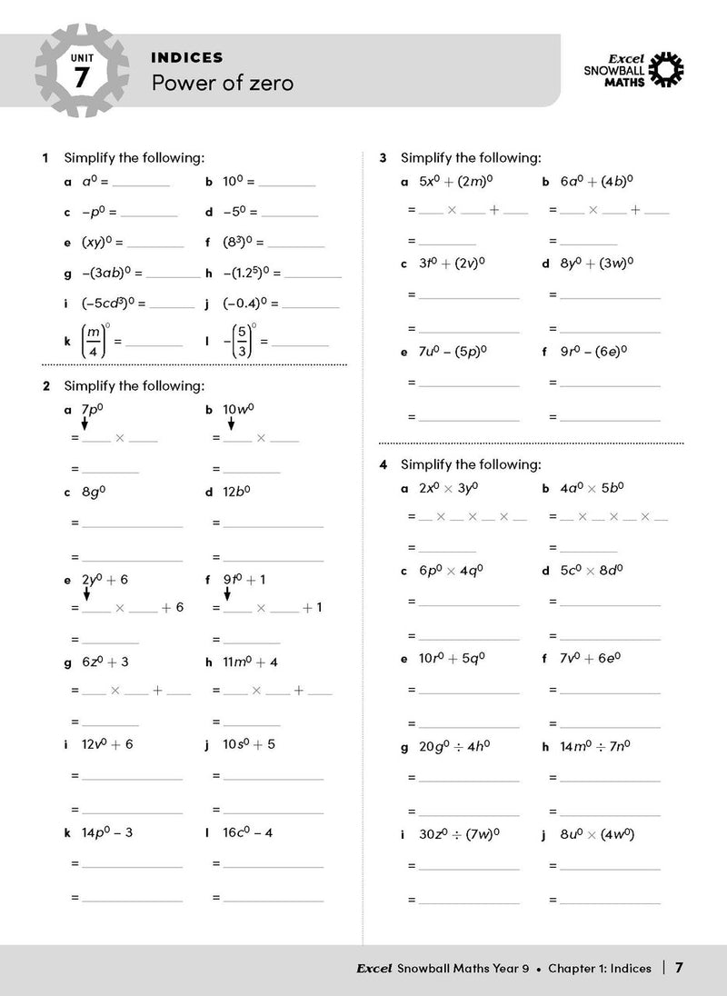 Sample interior page from the Excel Snowball Maths Year 9 book as shown in the Pascal Press product gallery