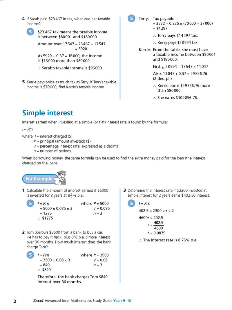 Sample interior page from Excel Study Guide Advanced Mathematics Years 9-10 as shown in the Pascal Press product gallery, giving a preview of the layout and content