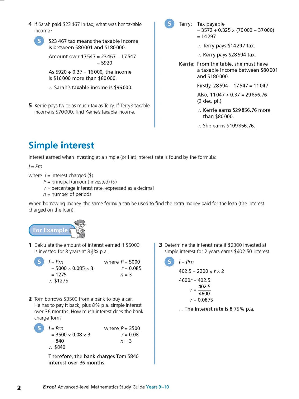 Sample interior page from Excel Study Guide Advanced Mathematics Years 9-10 as shown in the Pascal Press product gallery, giving a preview of the layout and content