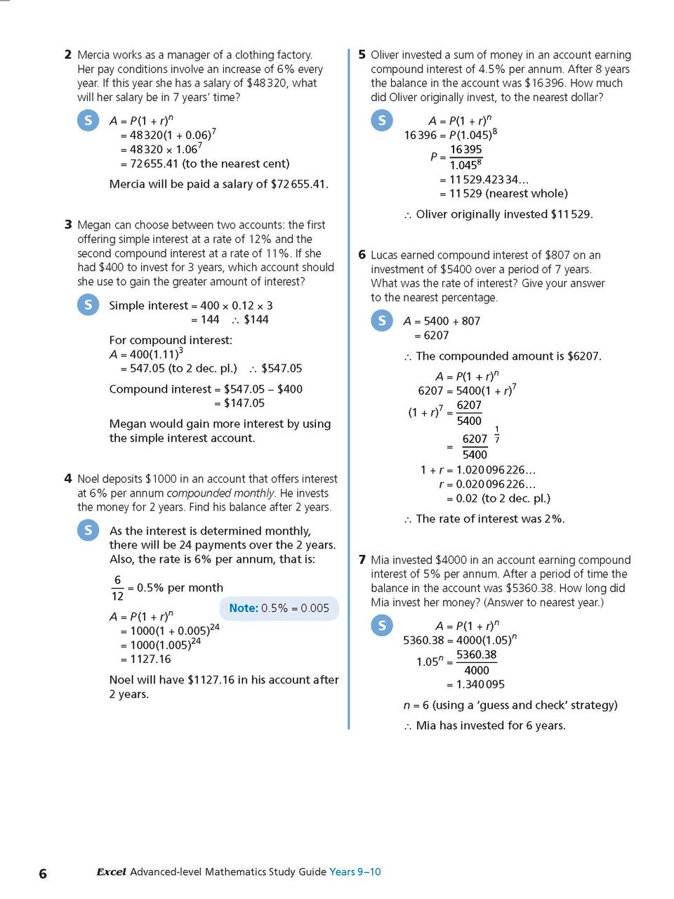 Sample interior page from Excel Study Guide Advanced Mathematics Years 9-10 as shown in the Pascal Press product gallery, giving a preview of the layout and content