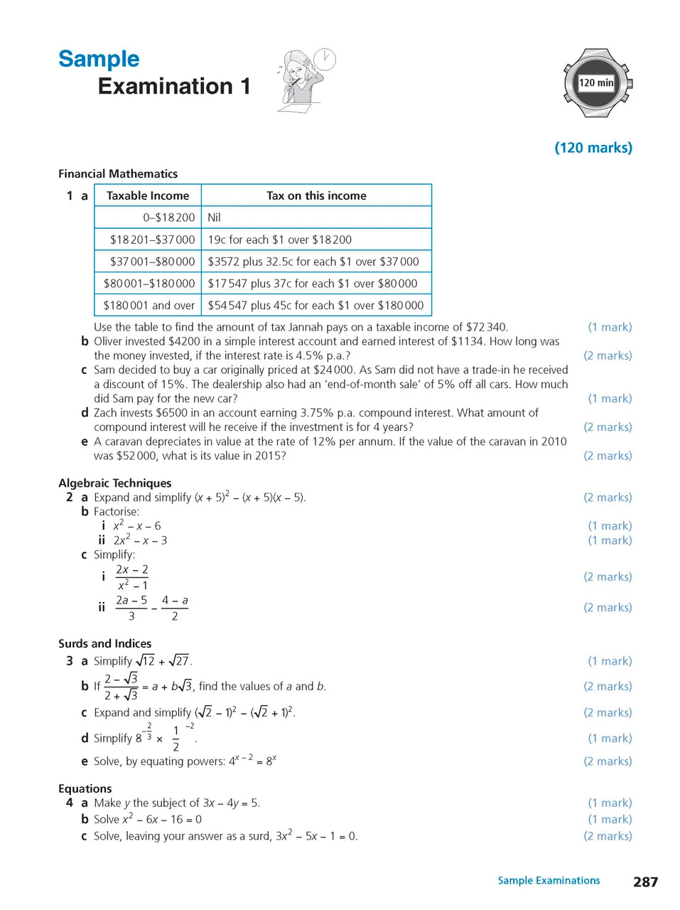 Sample interior page from Excel Study Guide Advanced Mathematics Years 9-10 as shown in the Pascal Press product gallery, giving a preview of the layout and content