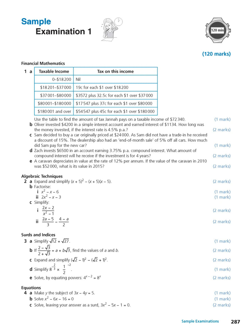 Sample interior page from Excel Study Guide Advanced Mathematics Years 9-10 as shown in the Pascal Press product gallery, giving a preview of the layout and content