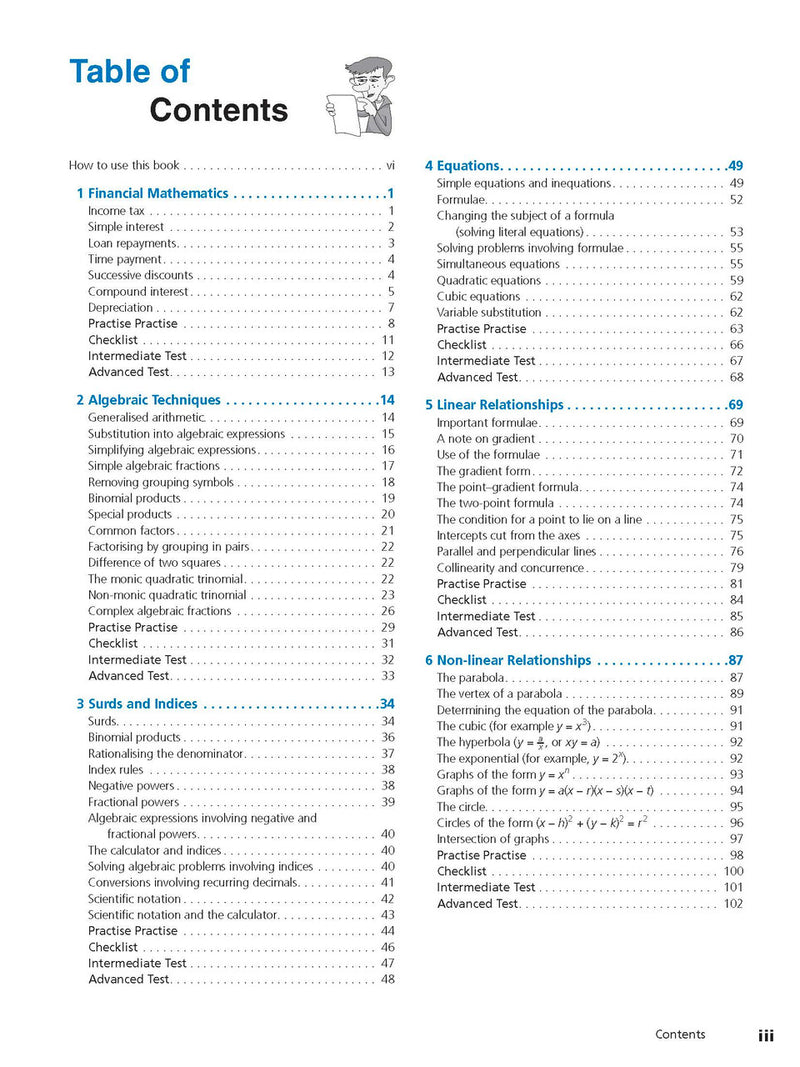 Sample interior page from Excel Study Guide Advanced Mathematics Years 9-10 as shown in the Pascal Press product gallery, giving a preview of the layout and content