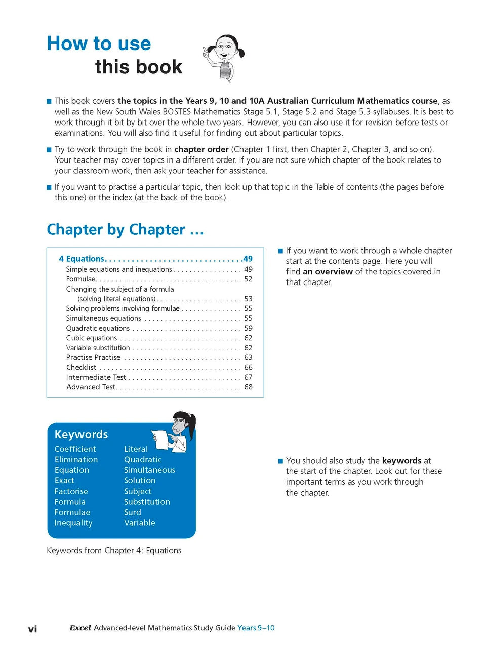 Sample interior page from Excel Study Guide Advanced Mathematics Years 9-10 as shown in the Pascal Press product gallery, giving a preview of the layout and content