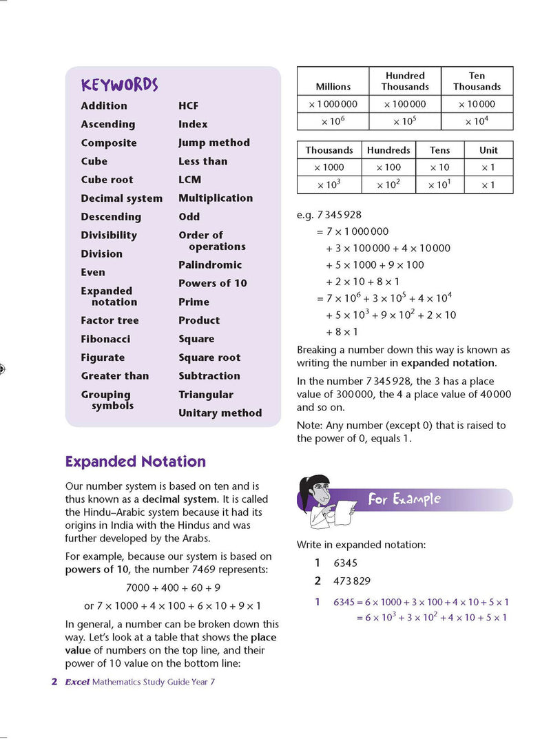 Sample interior page from Excel Study Guide Mathematics Year 7 as shown in the Pascal Press product gallery, giving a preview of the layout and content