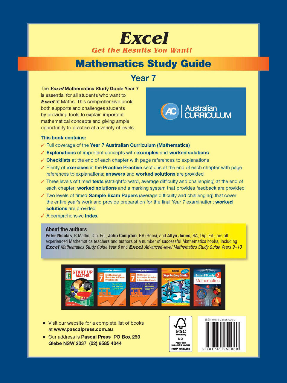 Sample interior page from Excel Study Guide Mathematics Year 7 as shown in the Pascal Press product gallery, giving a preview of the layout and content