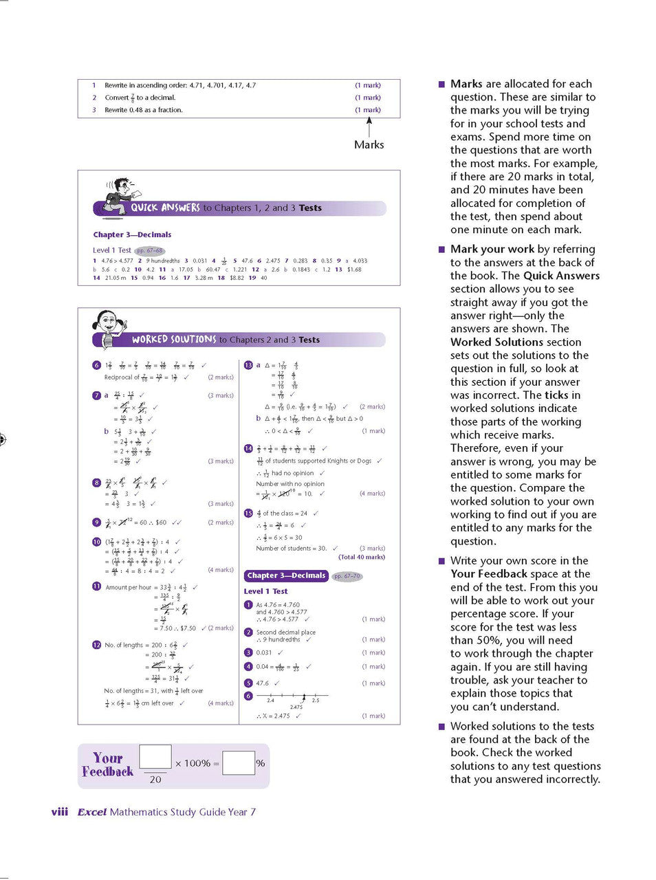 Sample interior page from Excel Study Guide Mathematics Year 7 as shown in the Pascal Press product gallery, giving a preview of the layout and content