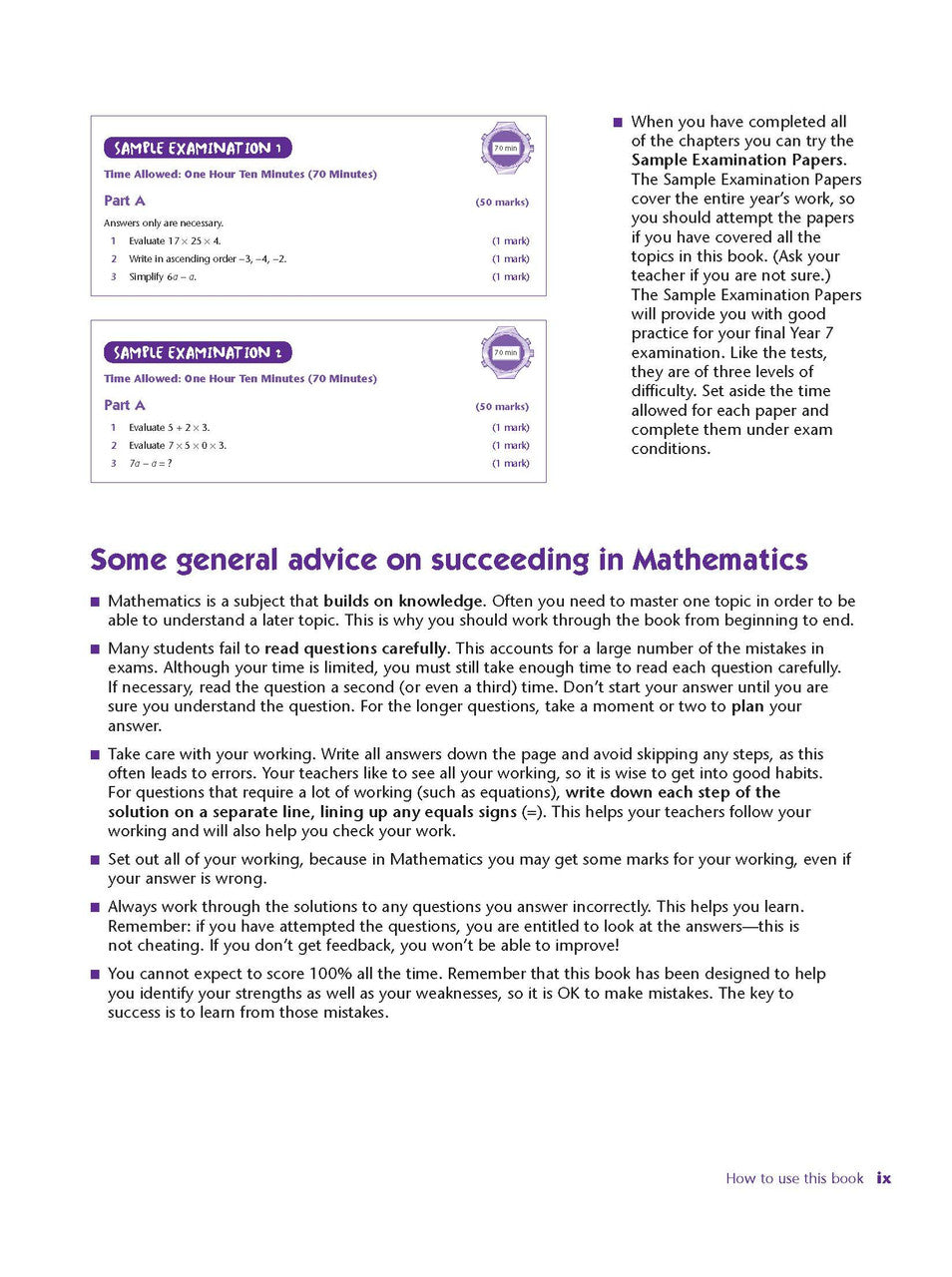 Sample interior page from Excel Study Guide Mathematics Year 7 as shown in the Pascal Press product gallery, giving a preview of the layout and content