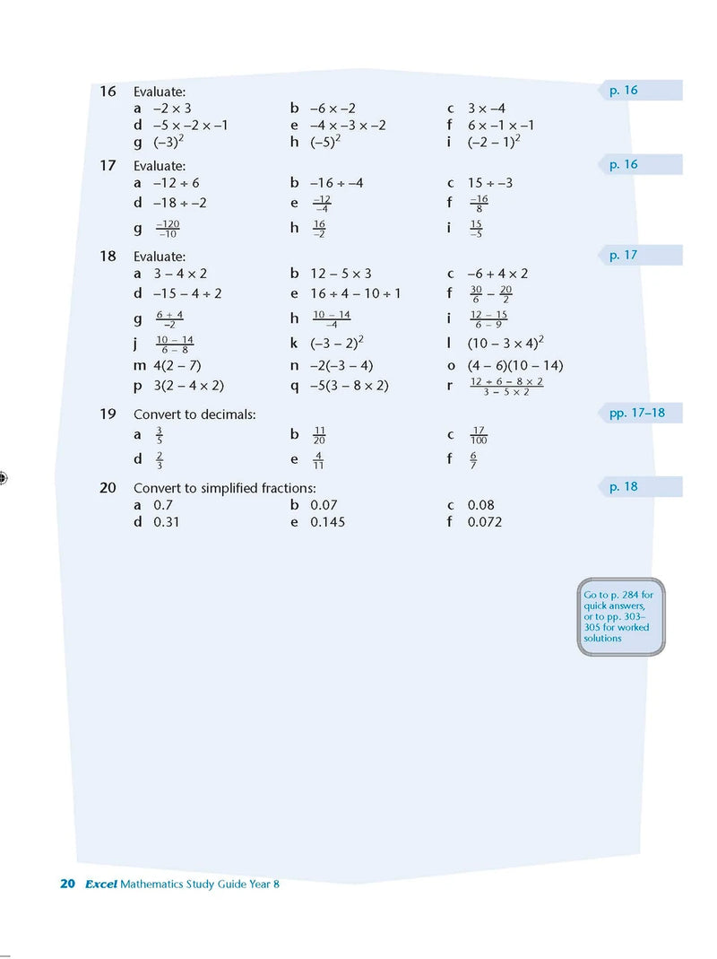 Sample interior page from Excel Study Guide Mathematics Year 8 as shown in the Pascal Press product gallery, giving a preview of the layout and content