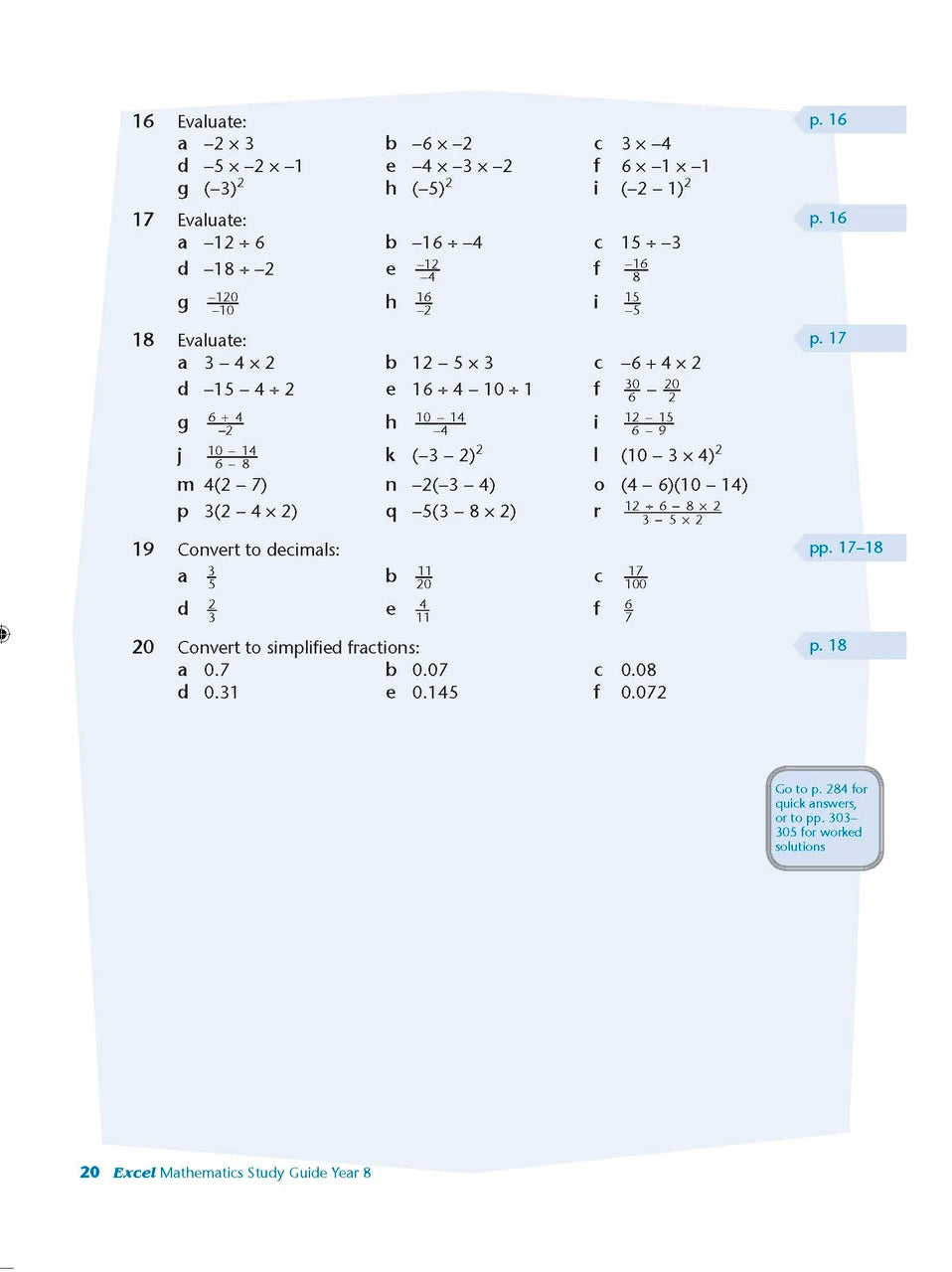 Sample interior page from Excel Study Guide Mathematics Year 8 as shown in the Pascal Press product gallery, giving a preview of the layout and content