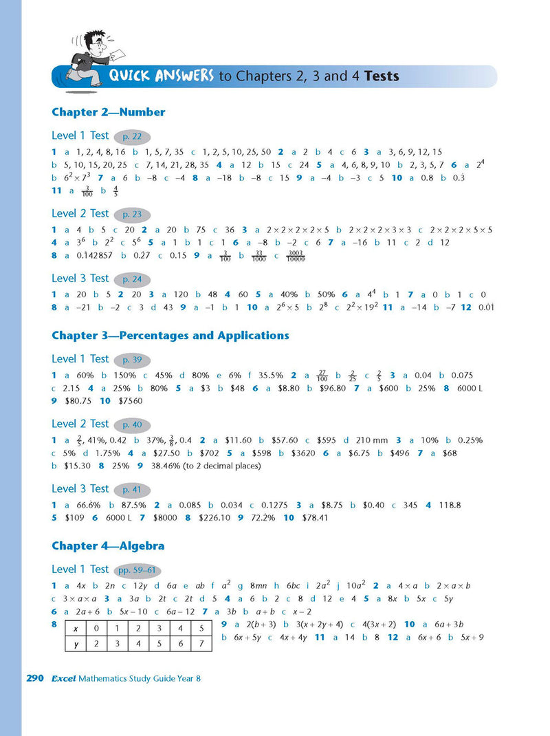 Sample interior page from Excel Study Guide Mathematics Year 8 as shown in the Pascal Press product gallery, giving a preview of the layout and content
