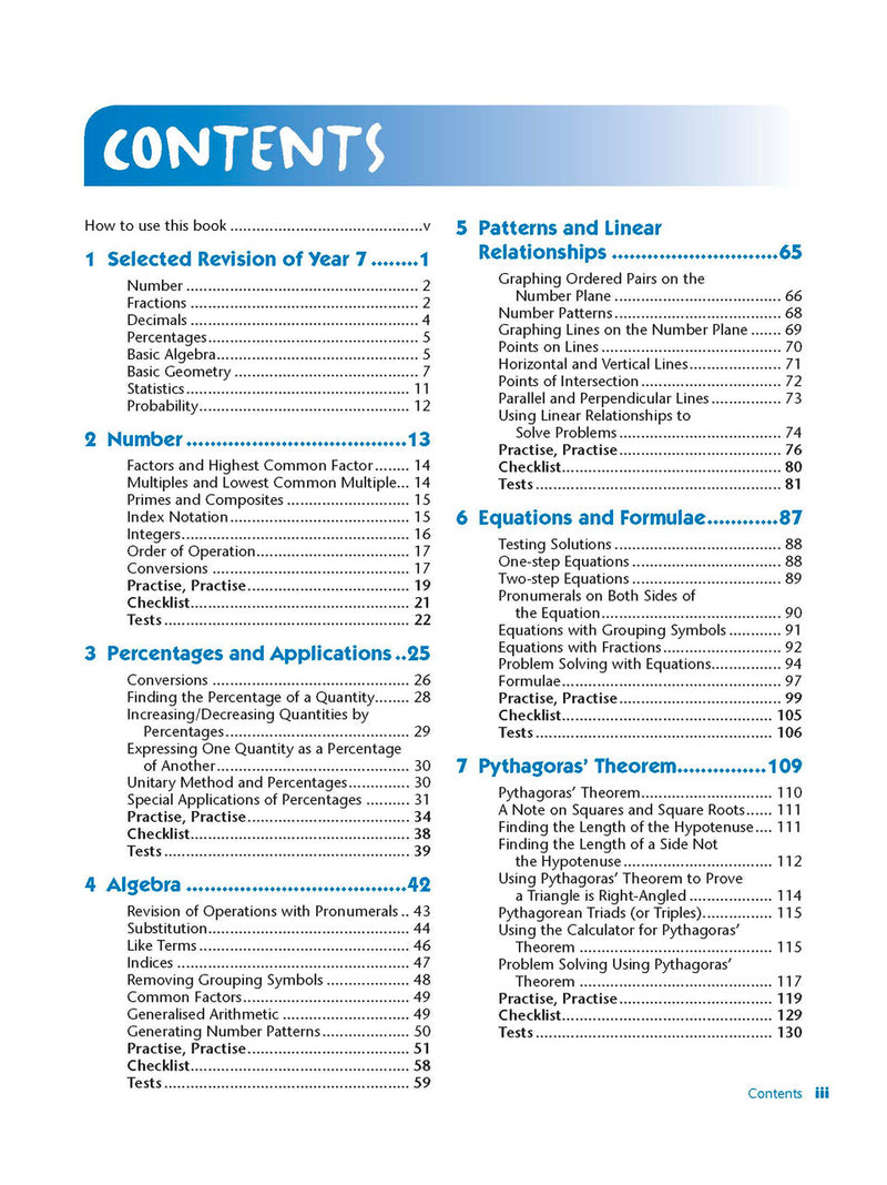 Sample interior page from Excel Study Guide Mathematics Year 8 as shown in the Pascal Press product gallery, giving a preview of the layout and content