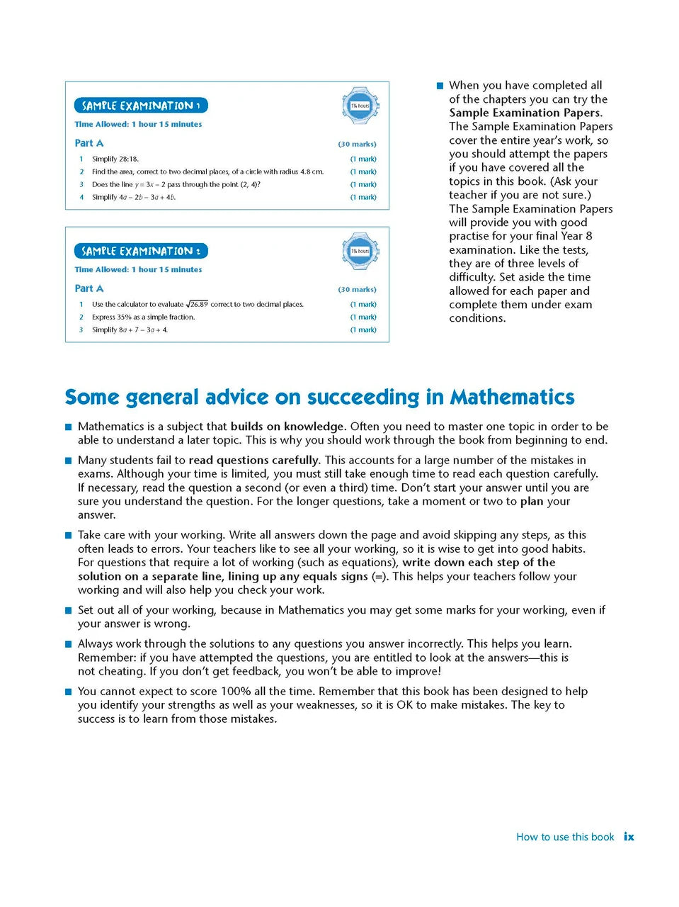 Sample interior page from Excel Study Guide Mathematics Year 8 as shown in the Pascal Press product gallery, giving a preview of the layout and content