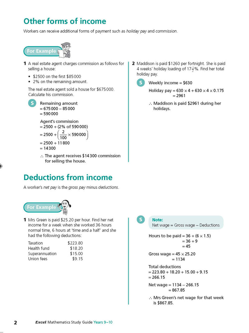 Sample interior page from Excel Study Guide Mathematics Years 9-10 as shown in the Pascal Press product gallery, giving a preview of the layout and content