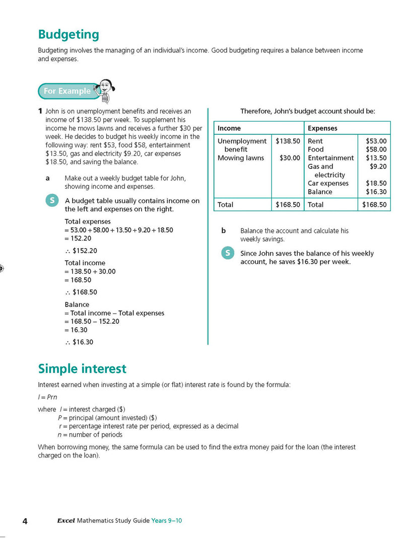 Sample interior page from Excel Study Guide Mathematics Years 9-10 as shown in the Pascal Press product gallery, giving a preview of the layout and content
