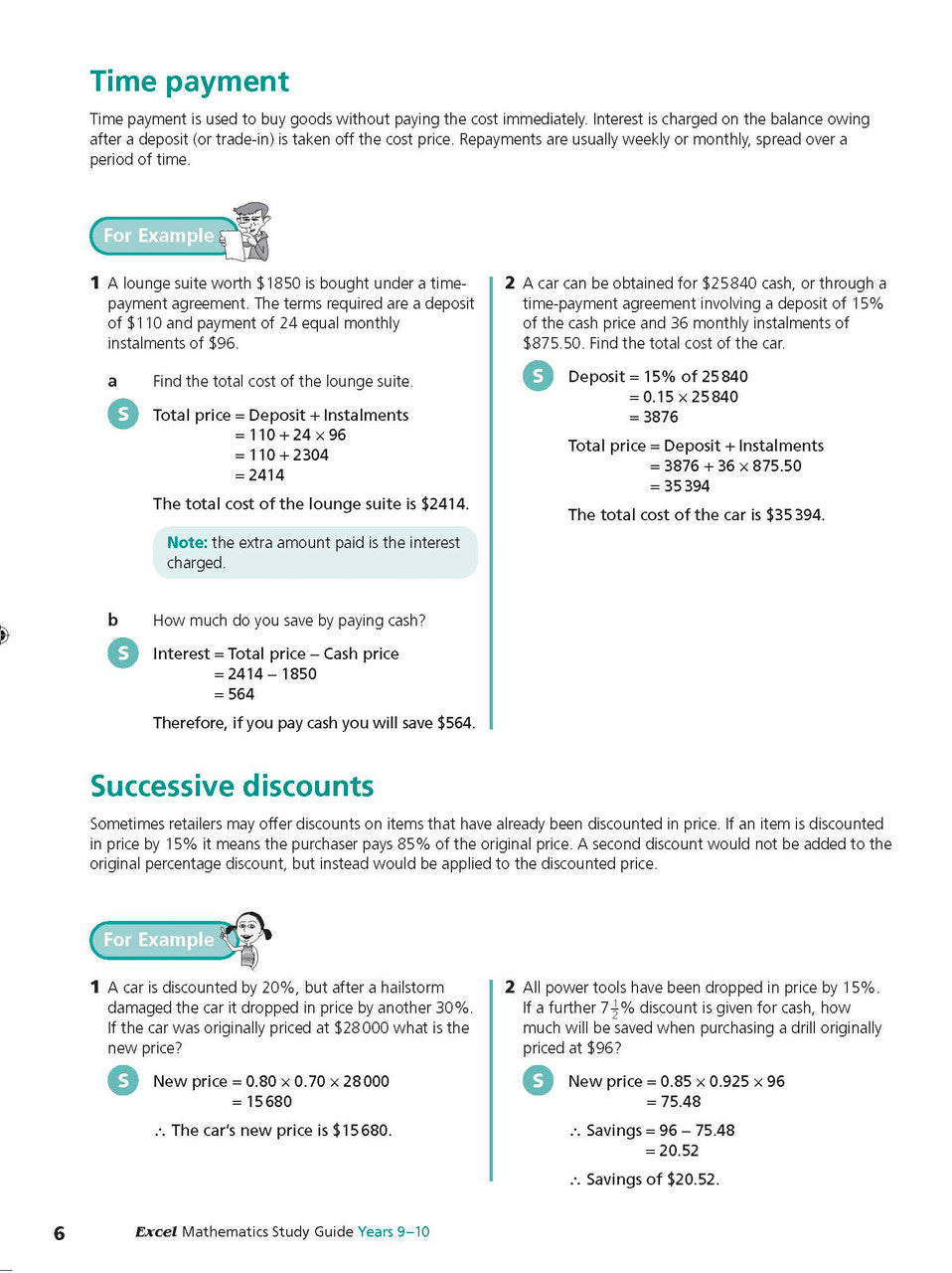 Sample interior page from Excel Study Guide Mathematics Years 9-10 as shown in the Pascal Press product gallery, giving a preview of the layout and content