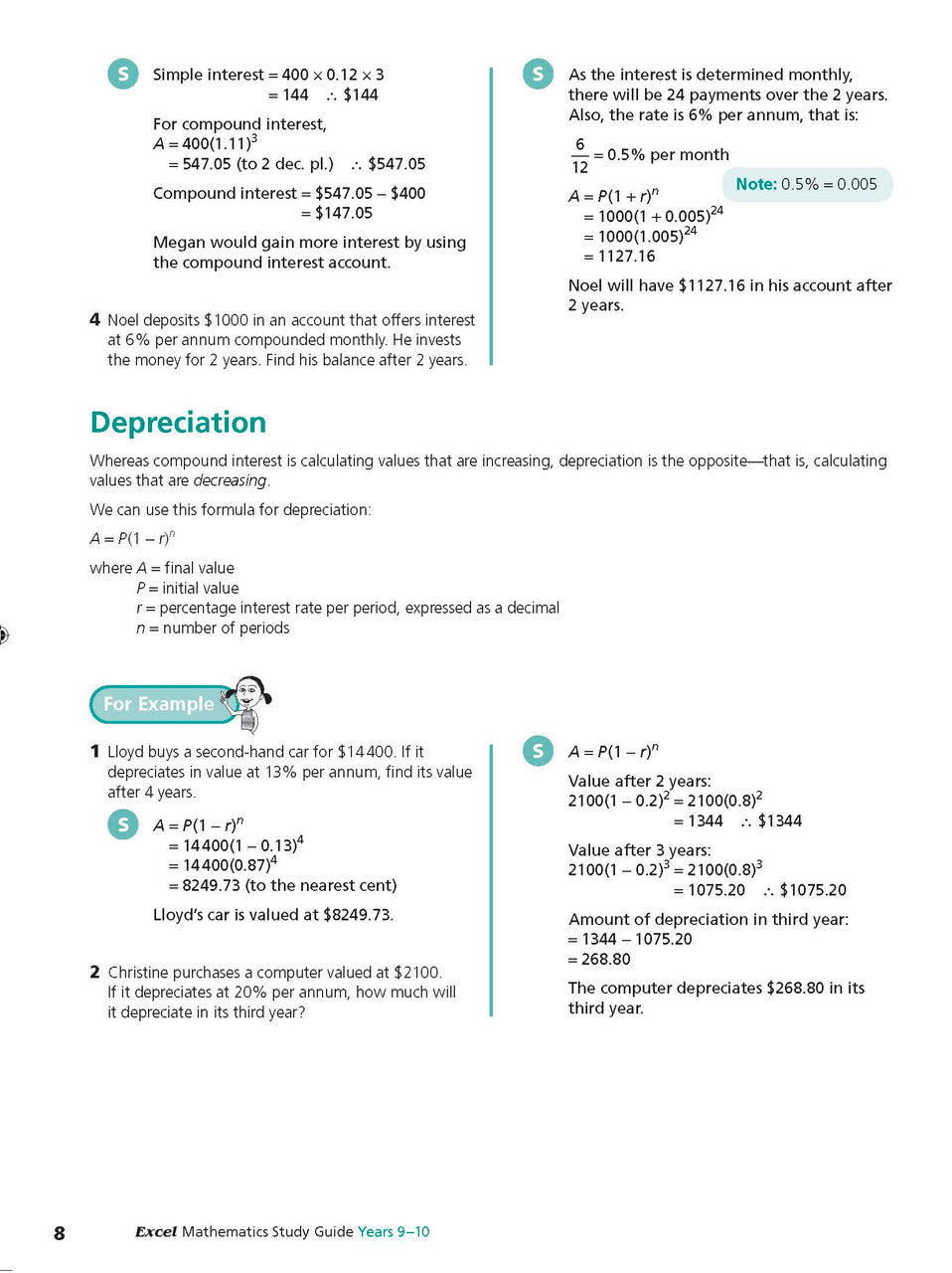 Sample interior page from Excel Study Guide Mathematics Years 9-10 as shown in the Pascal Press product gallery, giving a preview of the layout and content