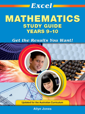 Front cover of Excel Study Guide Mathematics Years 9-10 from Pascal Press, shown as the main product image for this secondary school maths study guide