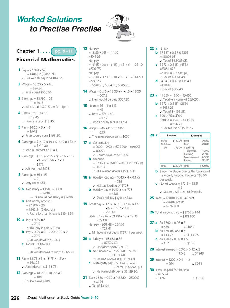 Sample interior page from Excel Study Guide Mathematics Years 9-10 as shown in the Pascal Press product gallery, giving a preview of the layout and content