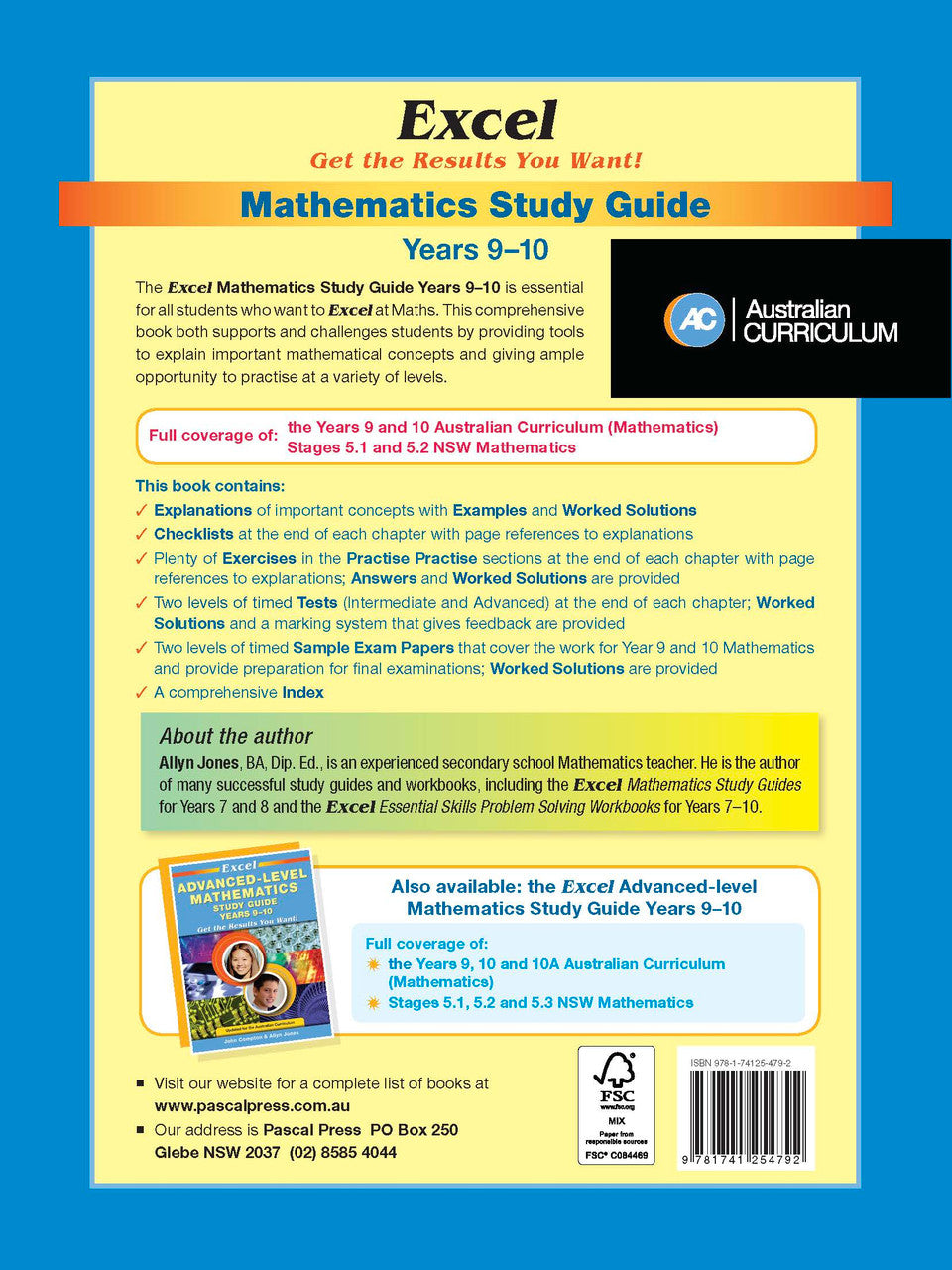 Sample interior page from Excel Study Guide Mathematics Years 9-10 as shown in the Pascal Press product gallery, giving a preview of the layout and content