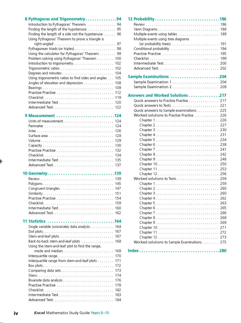 Sample interior page from Excel Study Guide Mathematics Years 9-10 as shown in the Pascal Press product gallery, giving a preview of the layout and content
