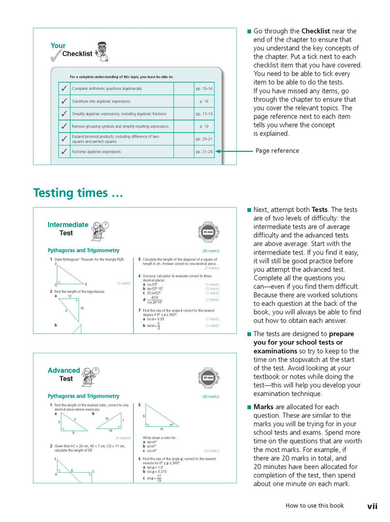 Sample interior page from Excel Study Guide Mathematics Years 9-10 as shown in the Pascal Press product gallery, giving a preview of the layout and content