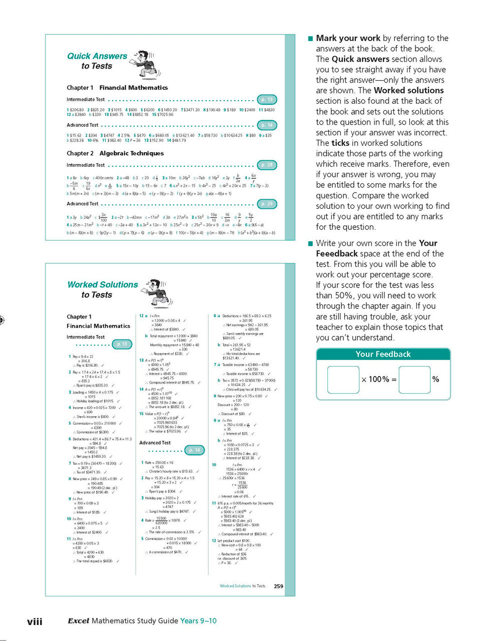 Sample interior page from Excel Study Guide Mathematics Years 9-10 as shown in the Pascal Press product gallery, giving a preview of the layout and content