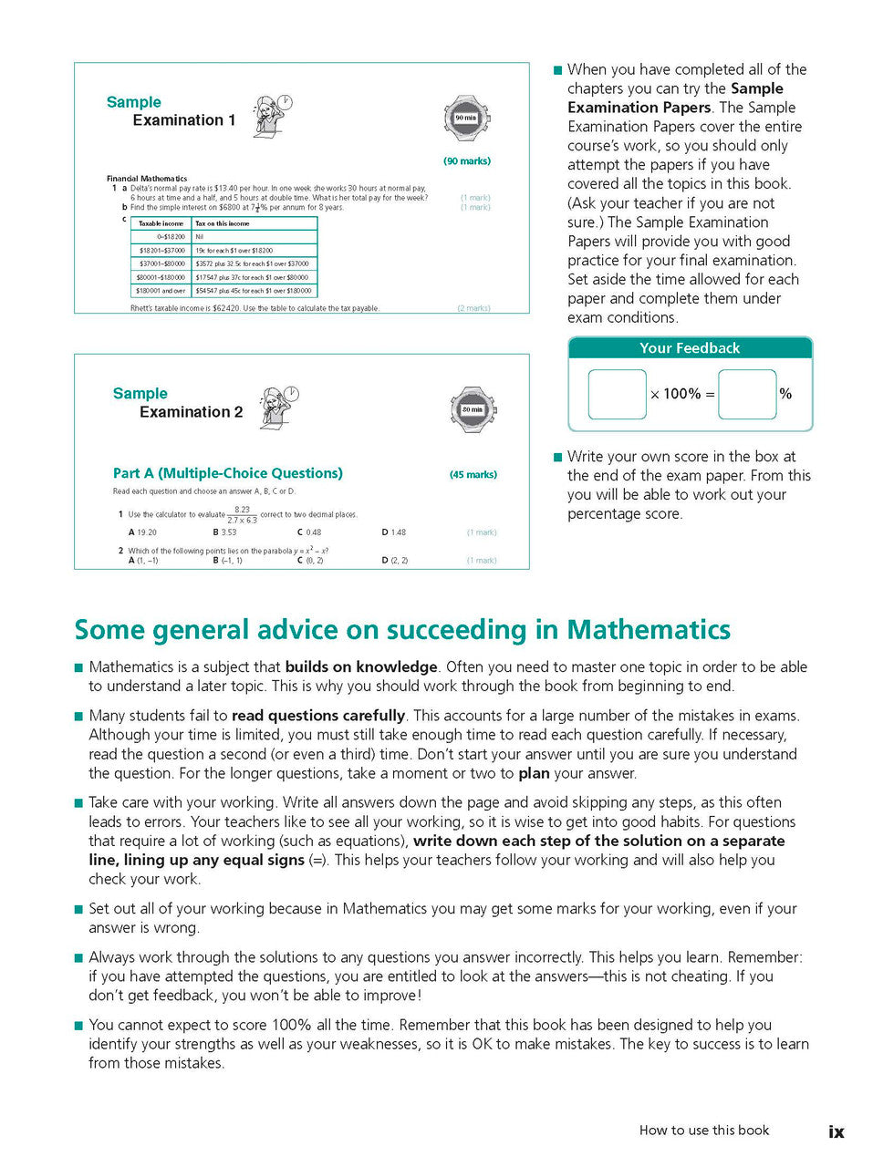 Sample interior page from Excel Study Guide Mathematics Years 9-10 as shown in the Pascal Press product gallery, giving a preview of the layout and content