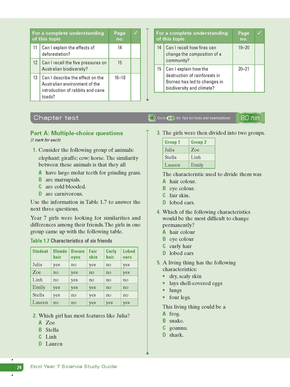 Sample interior page from Excel Study Guide Science Year 7 as shown in the Pascal Press product gallery, giving a preview of the layout and content