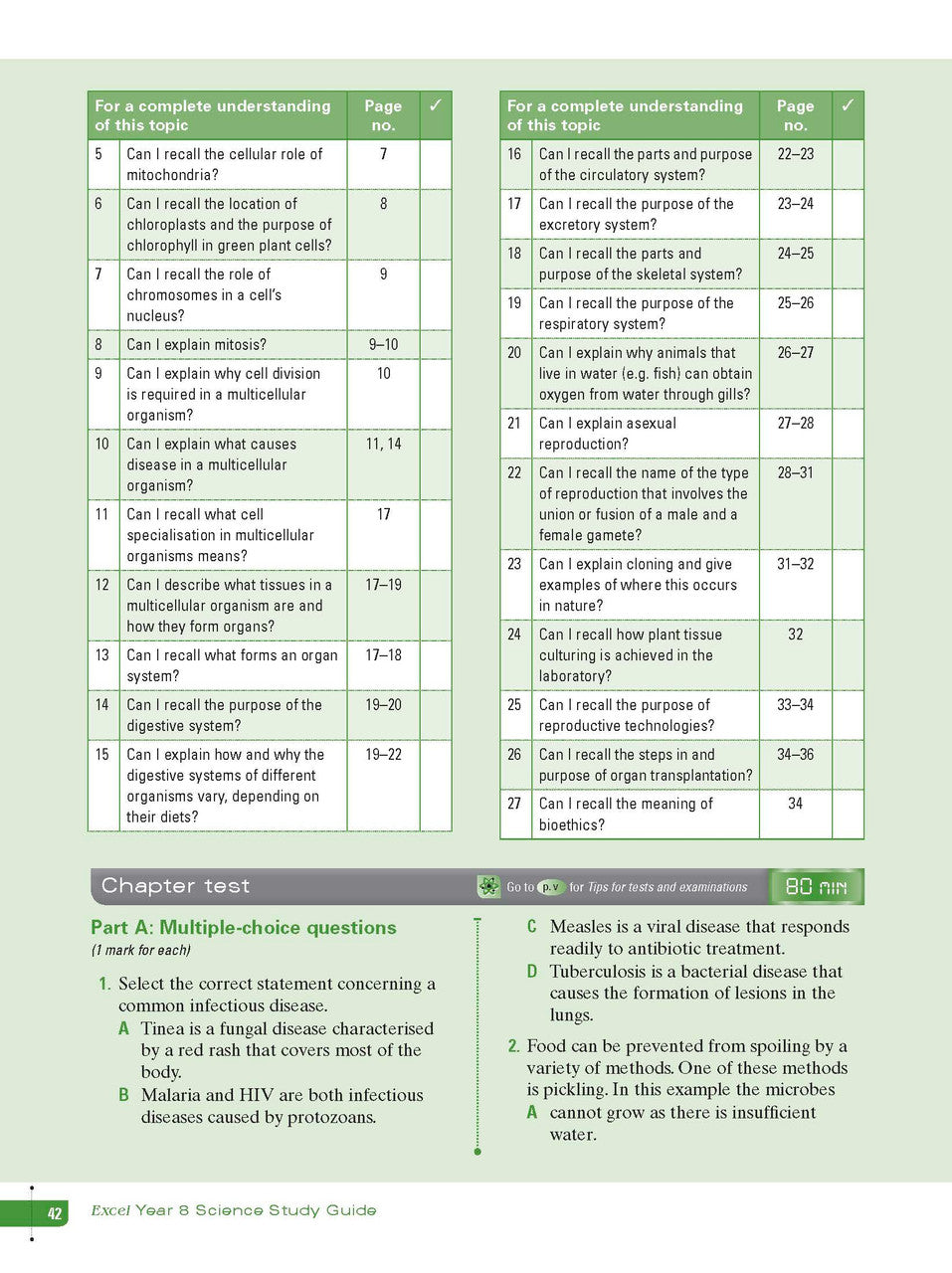 Sample interior page from Excel Study Guide Science Year 8 as shown in the Pascal Press product gallery, giving a preview of the layout and content