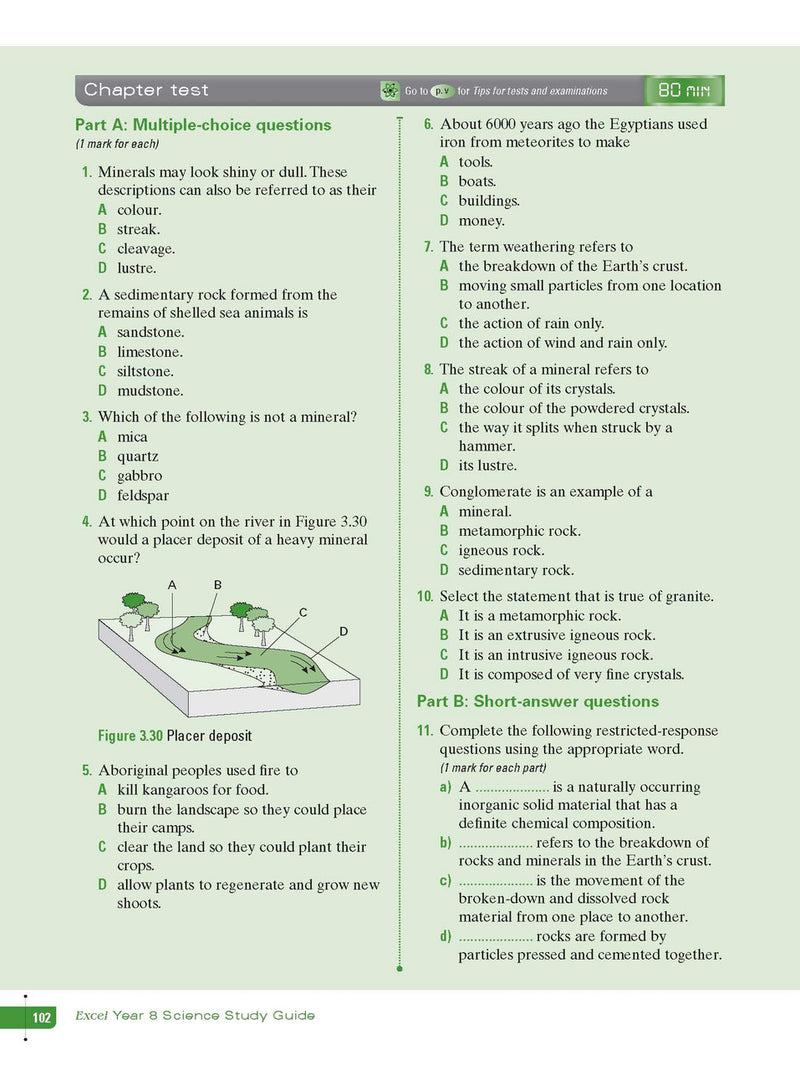 Sample interior page from Excel Study Guide Science Year 8 as shown in the Pascal Press product gallery, giving a preview of the layout and content
