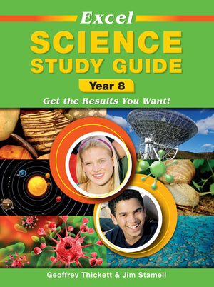 Front cover of Excel Study Guide Science Year 8 from Pascal Press, shown as the main product image for this secondary school science study guide