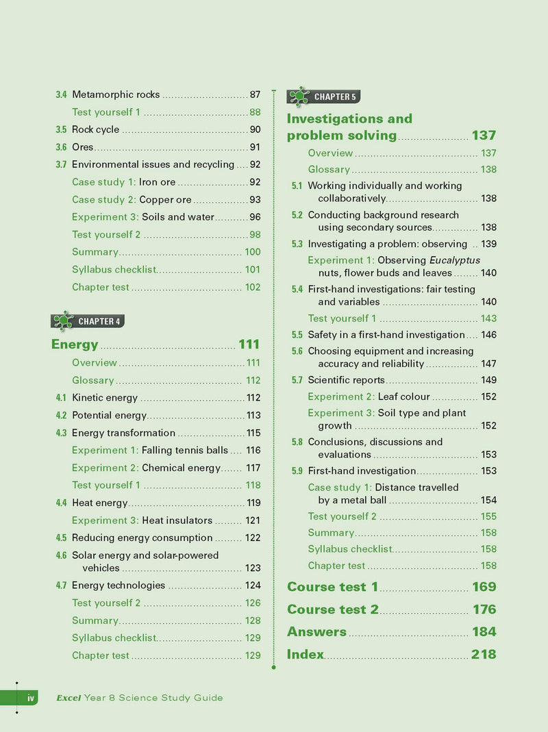 Sample interior page from Excel Study Guide Science Year 8 as shown in the Pascal Press product gallery, giving a preview of the layout and content