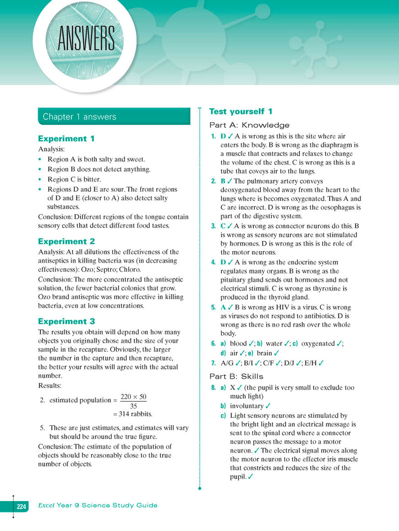 Sample interior page from Excel Study Guide Science Year 9 as shown in the Pascal Press product gallery, giving a preview of the layout and content