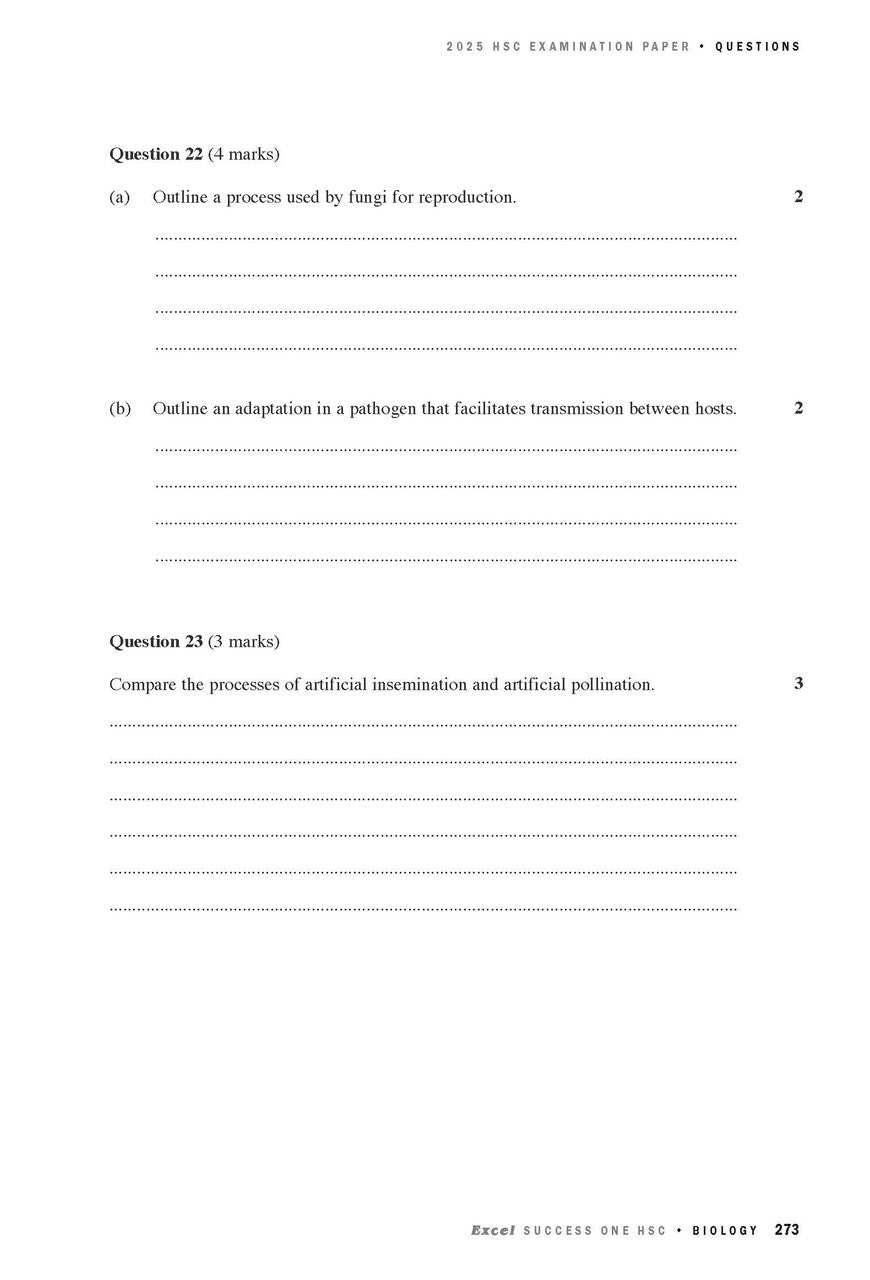 Sample interior page from Excel Success One HSC Biology 2026 Edition as shown in the Pascal Press product gallery