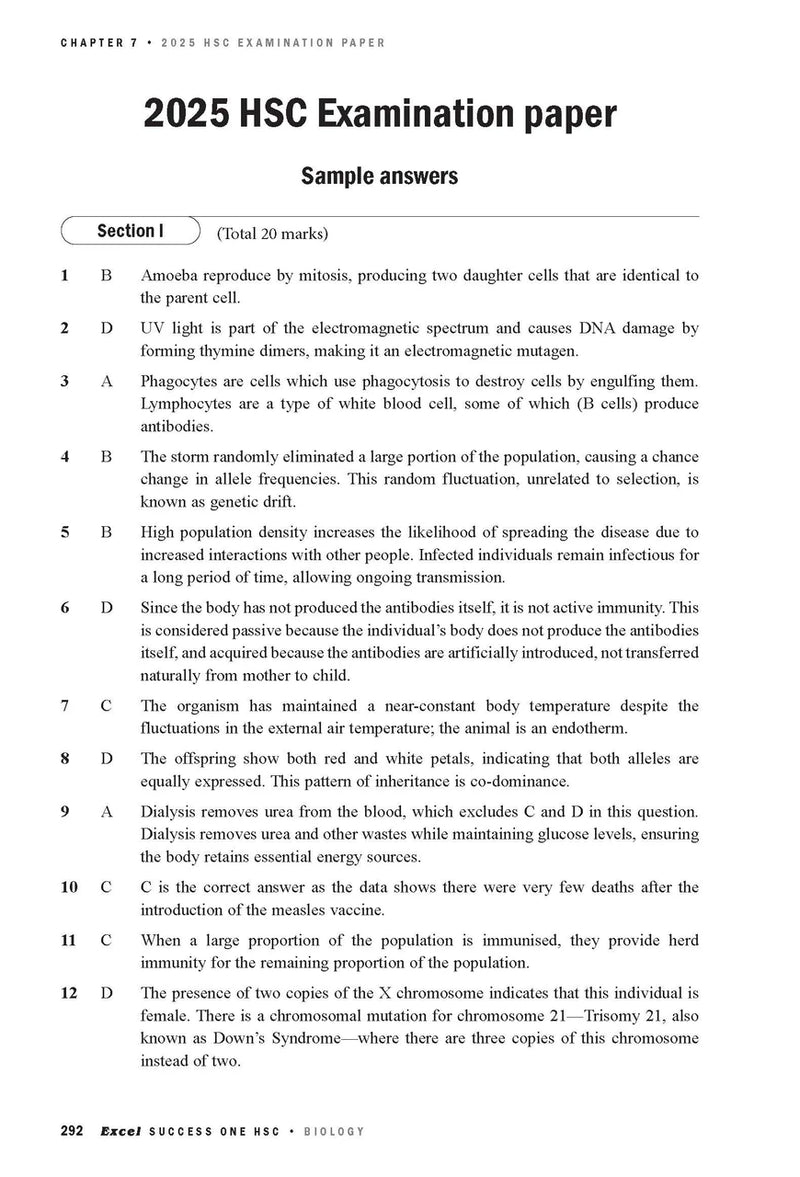 Sample interior page from Excel Success One HSC Biology 2026 Edition as shown in the Pascal Press product gallery