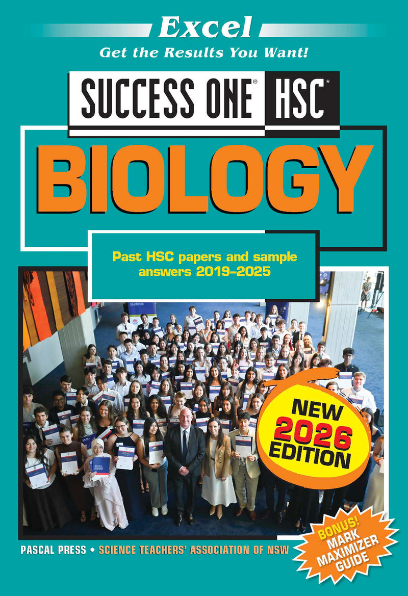 Front cover of Excel Success One HSC Biology 2026 Edition, a Pascal Press paperback for senior secondary students