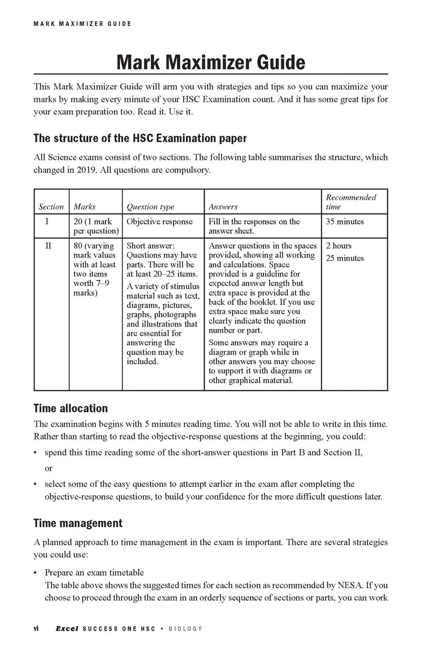 Sample interior page from Excel Success One HSC Biology 2026 Edition as shown in the Pascal Press product gallery