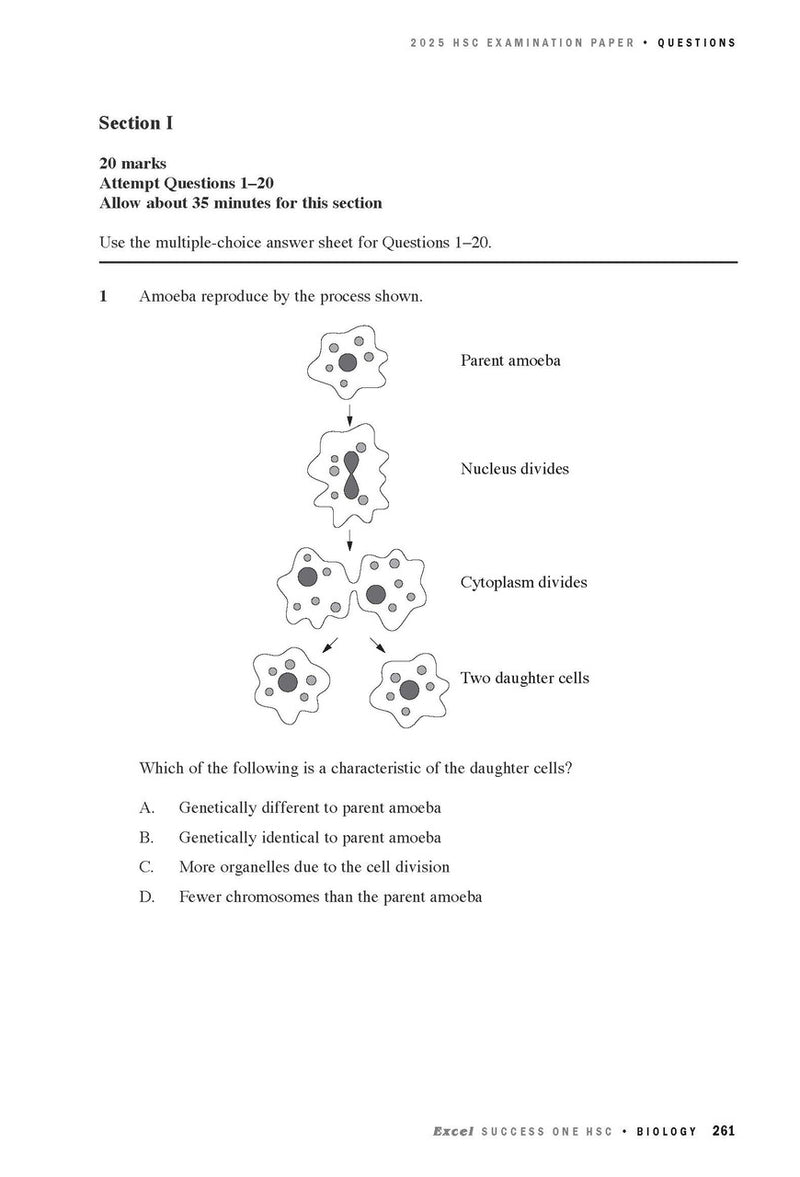 Sample interior page from Excel Success One HSC Biology 2026 Edition as shown in the Pascal Press product gallery