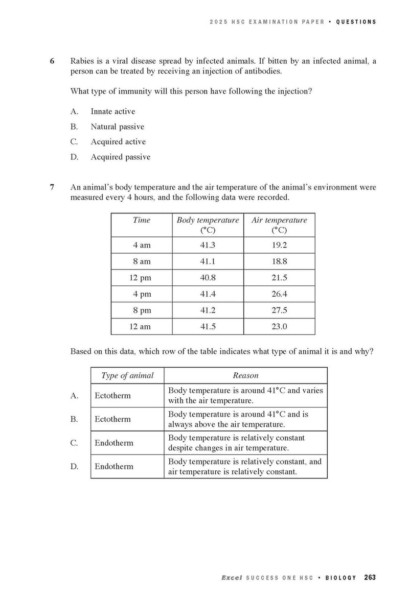 Sample interior page from Excel Success One HSC Biology 2026 Edition as shown in the Pascal Press product gallery