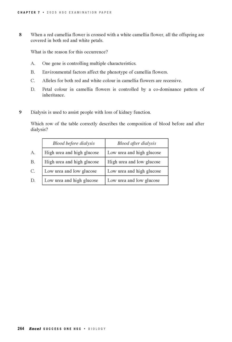 Sample interior page from Excel Success One HSC Biology 2026 Edition as shown in the Pascal Press product gallery