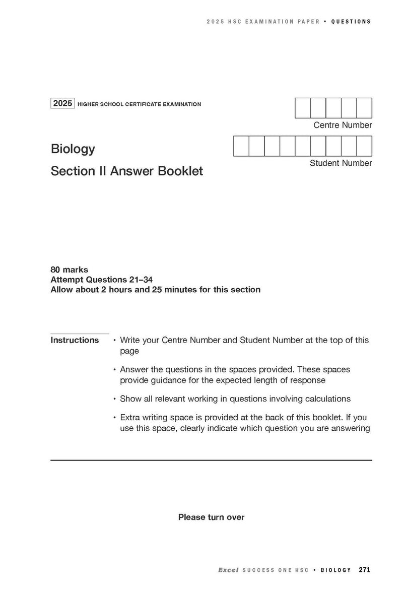 Sample interior page from Excel Success One HSC Biology 2026 Edition as shown in the Pascal Press product gallery