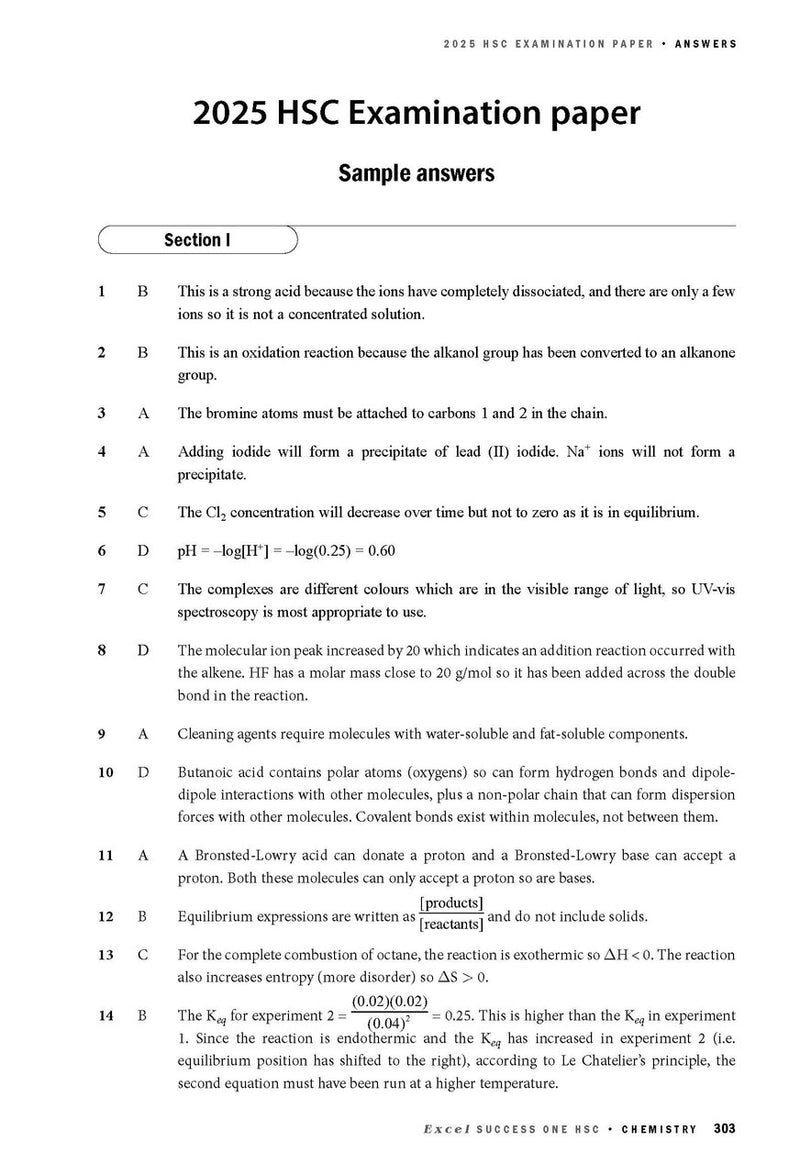Sample interior page from Excel Success One HSC Chemistry 2026 Edition as shown in the Pascal Press product gallery