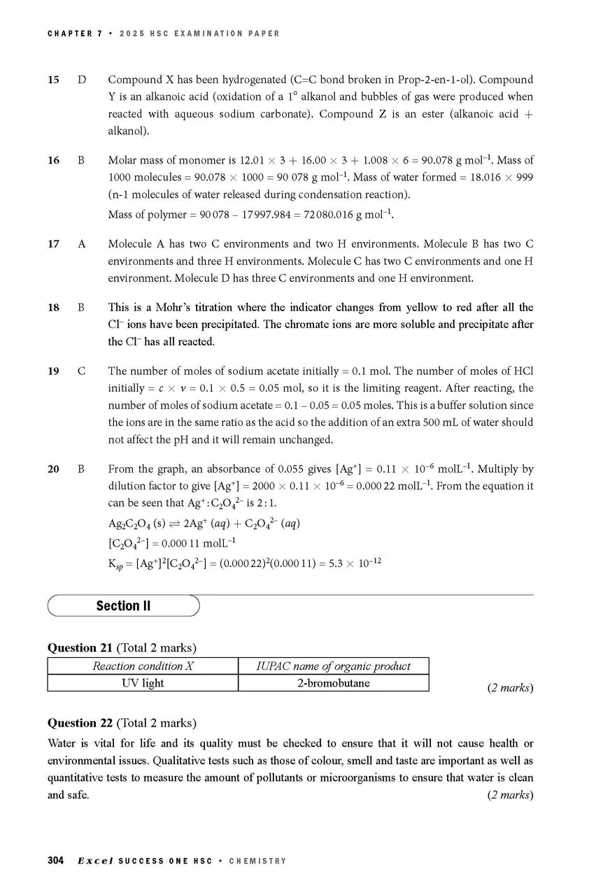 Sample interior page from Excel Success One HSC Chemistry 2026 Edition as shown in the Pascal Press product gallery