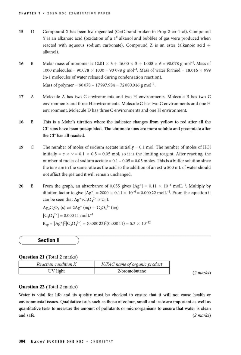 Sample interior page from Excel Success One HSC Chemistry 2026 Edition as shown in the Pascal Press product gallery