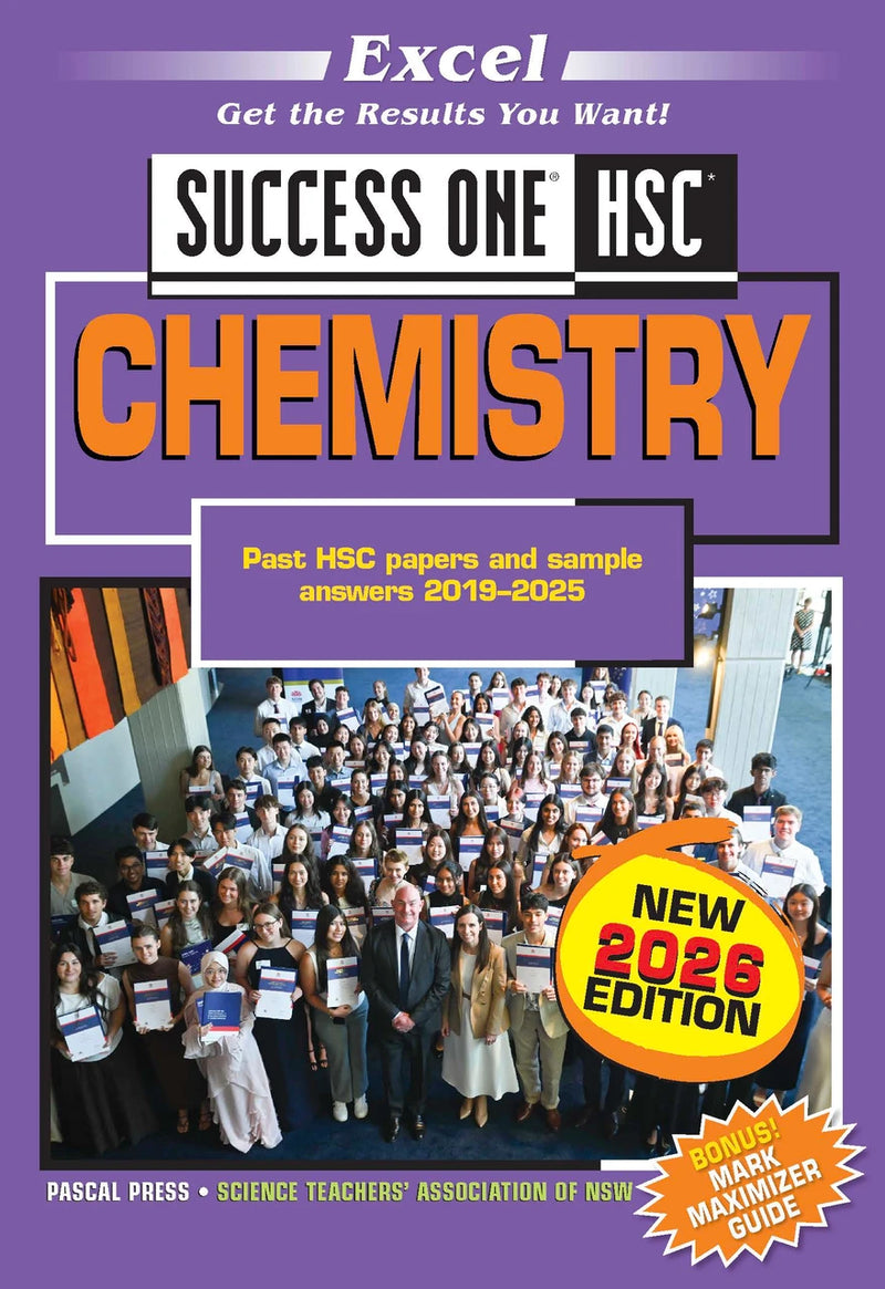 Front cover of Excel Success One HSC Chemistry 2026 Edition, a Pascal Press paperback for senior secondary students