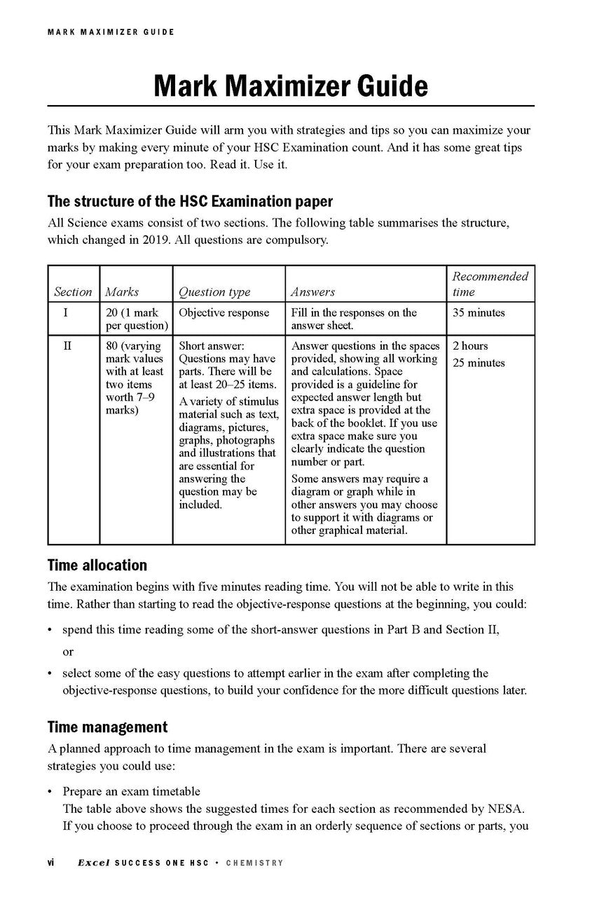 Sample interior page from Excel Success One HSC Chemistry 2026 Edition as shown in the Pascal Press product gallery