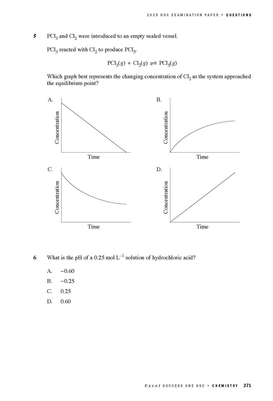Sample interior page from Excel Success One HSC Chemistry 2026 Edition as shown in the Pascal Press product gallery