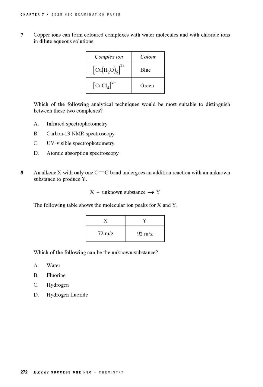 Sample interior page from Excel Success One HSC Chemistry 2026 Edition as shown in the Pascal Press product gallery